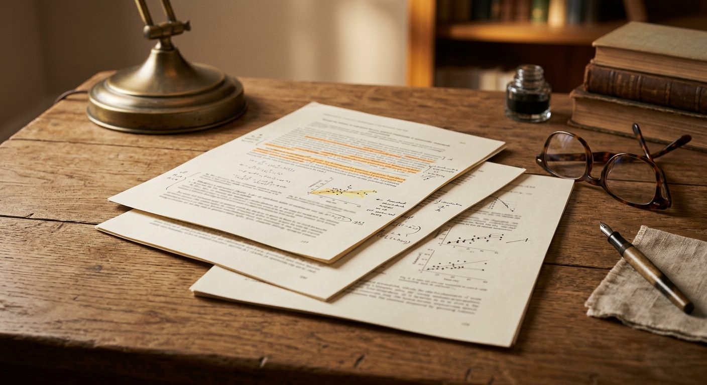 Papiers scientifiques et lunettes